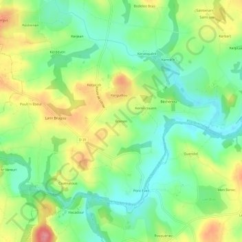 Topografische Karte Brenen, Höhe, Relief