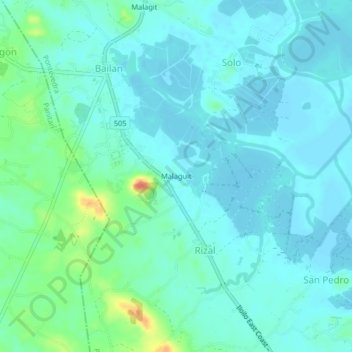 Topografische Karte Malaguit, Höhe, Relief
