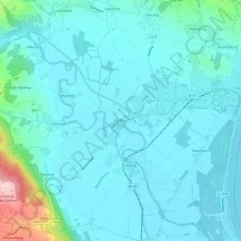 Topografische Karte Pfaffing, Höhe, Relief