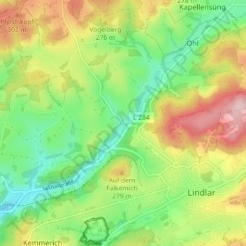 Topografische Karte Süttenbach, Höhe, Relief