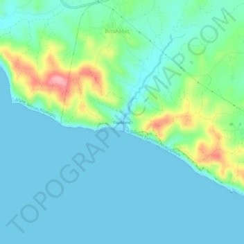 Topografische Karte Gardenos, Höhe, Relief