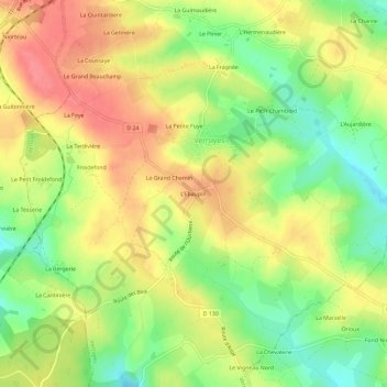 Topografische Karte L'Ebaupin, Höhe, Relief