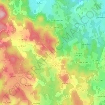 Topografische Karte Le Pont, Höhe, Relief
