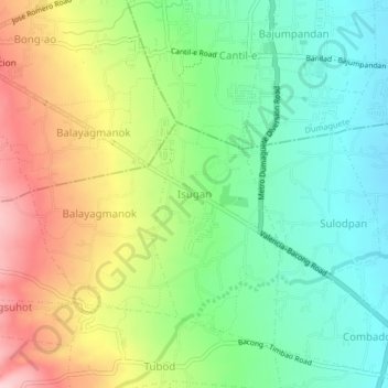 Topografische Karte Isugan, Höhe, Relief