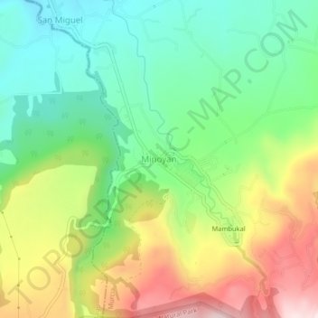 Topografische Karte Minoyan, Höhe, Relief
