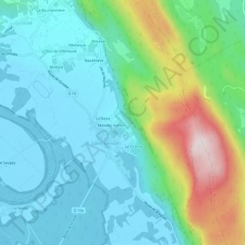 Topografische Karte Bonnard, Höhe, Relief