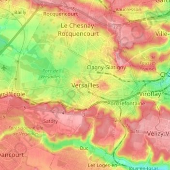 Topografische Karte Versalles, Höhe, Relief
