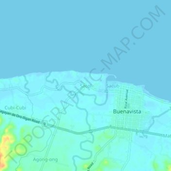 Topografische Karte Sacol, Höhe, Relief