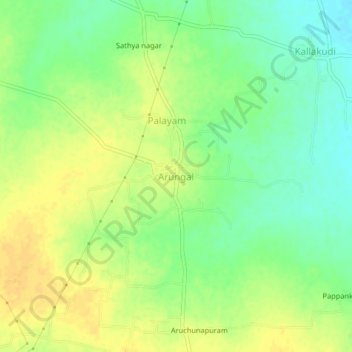 Topografische Karte Arungal, Höhe, Relief