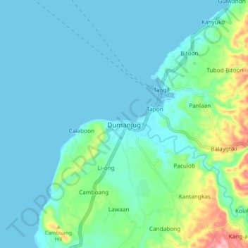 Topografische Karte Dumanjug, Höhe, Relief