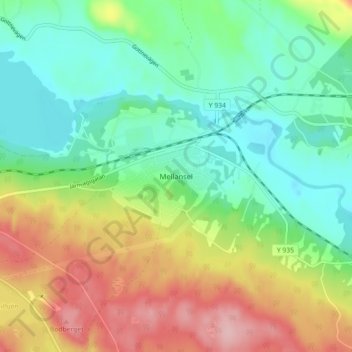 Topografische Karte Mellansel, Höhe, Relief