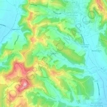 Topografische Karte Dollrath, Höhe, Relief