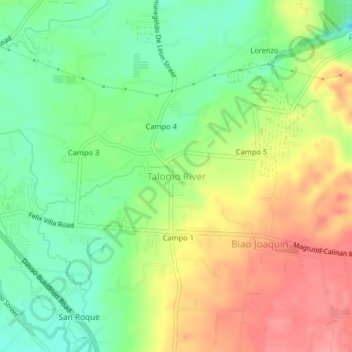 Topografische Karte Talomo River, Höhe, Relief