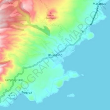 Topografische Karte Balindong, Höhe, Relief