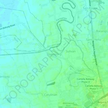 Topografische Karte Tilapayong, Höhe, Relief