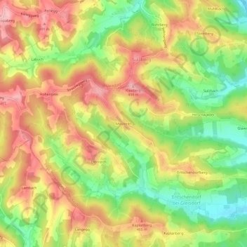 Topografische Karte Möslreith, Höhe, Relief