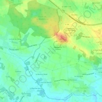 Topografische Karte Les Métairies, Höhe, Relief