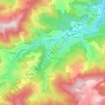 Topografische Karte Vallier, Höhe, Relief