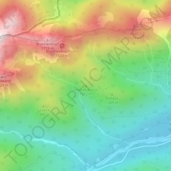 Topografische Karte Martinswand, Höhe, Relief