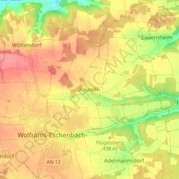 Topografische Karte Reutern, Höhe, Relief
