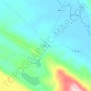 Topografische Karte Ninantaya, Höhe, Relief