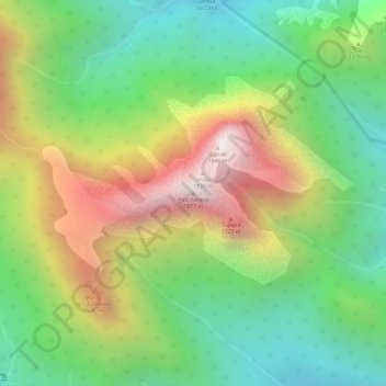 Topografische Karte Pico Paraná, Höhe, Relief
