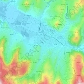Topografische Karte Parant, Höhe, Relief