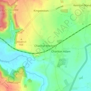 Topografische Karte Charlton Mackrell, Höhe, Relief