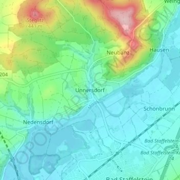 Topografische Karte Unnersdorf, Höhe, Relief