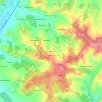 Topografische Karte Chenevière, Höhe, Relief