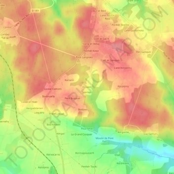 Topografische Karte Er Lann, Höhe, Relief