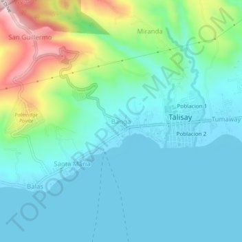 Topografische Karte Banga, Höhe, Relief