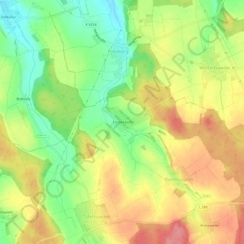 Topografische Karte Eschendorf, Höhe, Relief