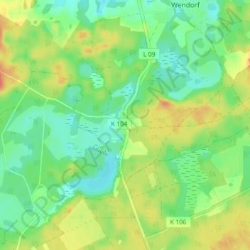 Topografische Karte Weberin, Höhe, Relief