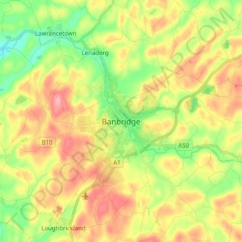 Topografische Karte Banbridge, Höhe, Relief
