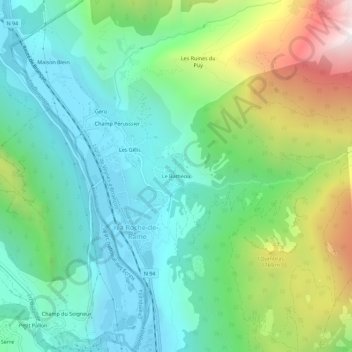 Topografische Karte Le Bathéou, Höhe, Relief