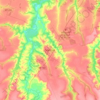 Topografische Karte Sorriso, Höhe, Relief