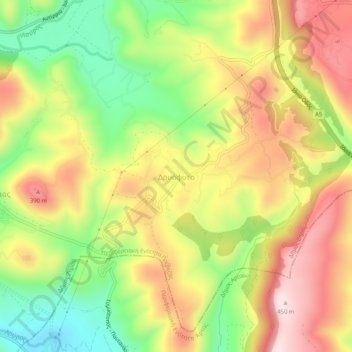 Topografische Karte Dryofyto, Höhe, Relief