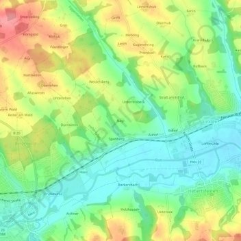 Topografische Karte Nagl, Höhe, Relief