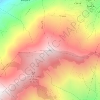 Topografische Karte Cima Mares, Höhe, Relief