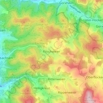 Topografische Karte Ritschweier, Höhe, Relief