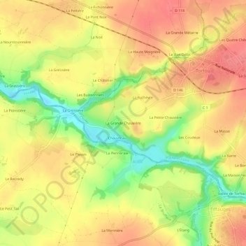 Topografische Karte La Grande Chauvière, Höhe, Relief