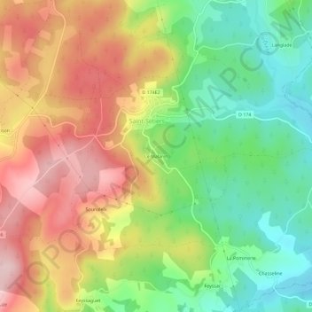 Topografische Karte Le Malaret, Höhe, Relief