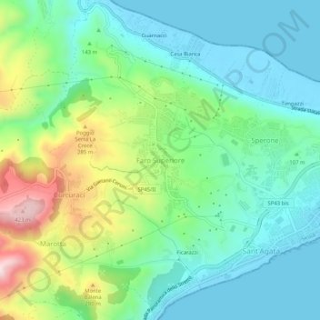 Topografische Karte Faro Superiore, Höhe, Relief