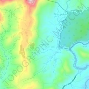 Topografische Karte Peratta, Höhe, Relief