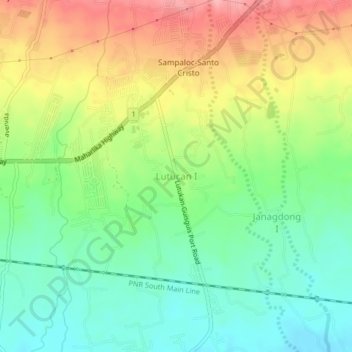 Topografische Karte Lutucan I, Höhe, Relief