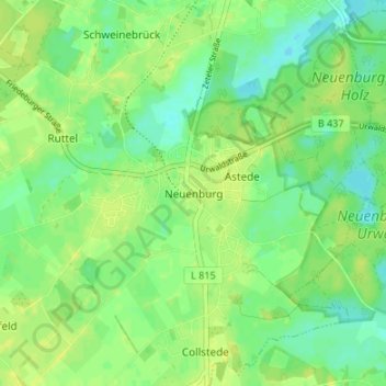 Topografische Karte Neuenburg, Höhe, Relief