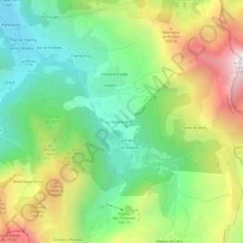 Topografische Karte Saint-Guérin, Höhe, Relief