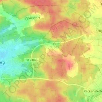 Topografische Karte Reckenricht, Höhe, Relief