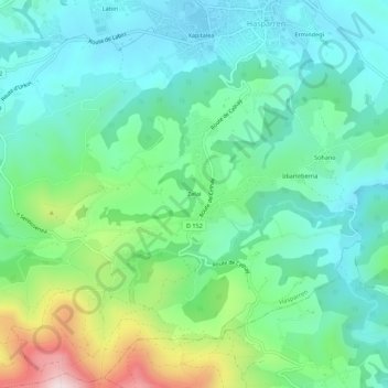 Topografische Karte Zelai, Höhe, Relief